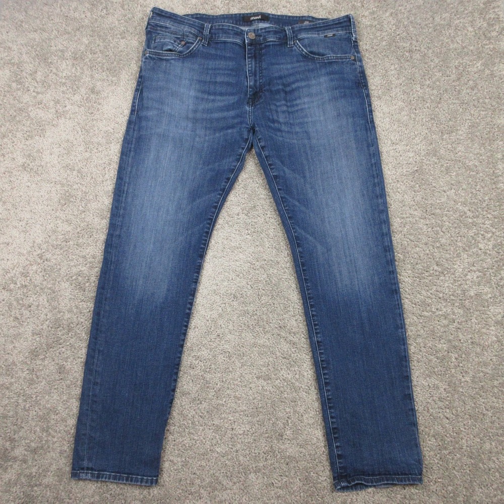 Mavi Jeans Mens 38x32 Blue Jake Slim Fit Faded Whisker Stretch Denim Pants